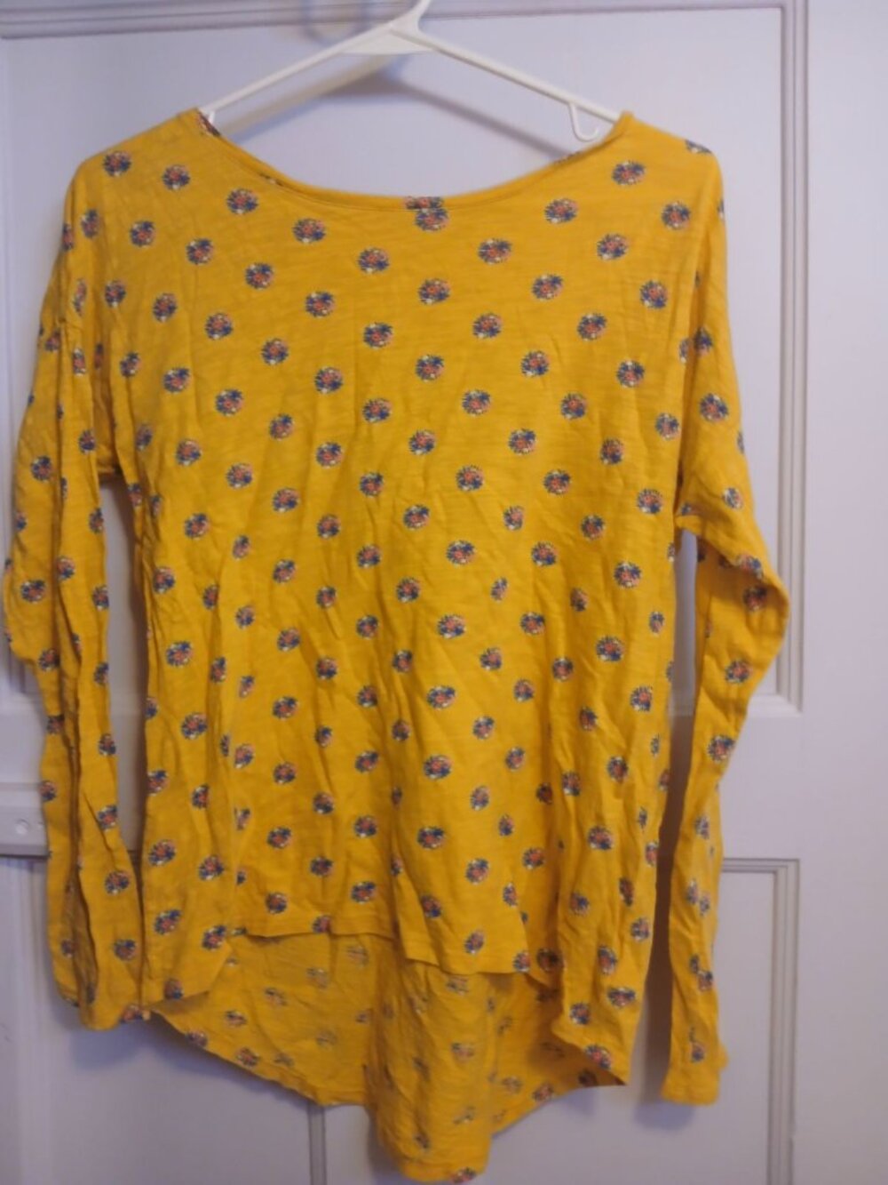 Old Navy XL 14 Yellow Floral Kids Shirt Long Sleeve